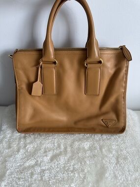Prada Two Way Tote with Gold Hardware